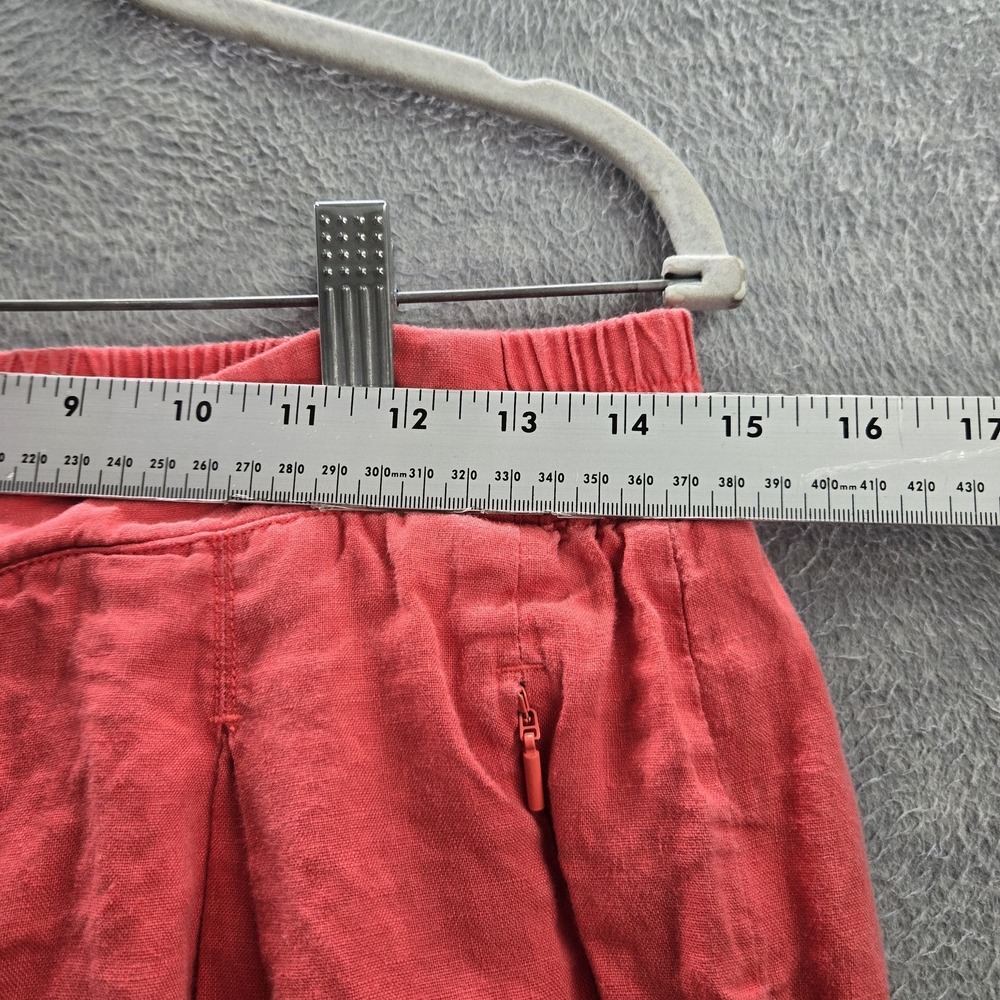 Athleta Women Pants 12 Red Linen Wide Leg Crop Pleated 24" Inseam - Picture 5 of 11